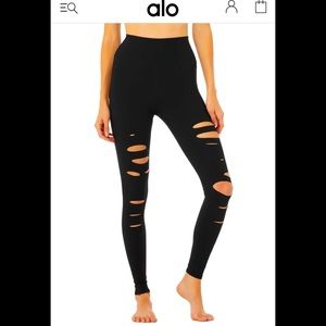 Alo high-waisted ripped warrior leggings